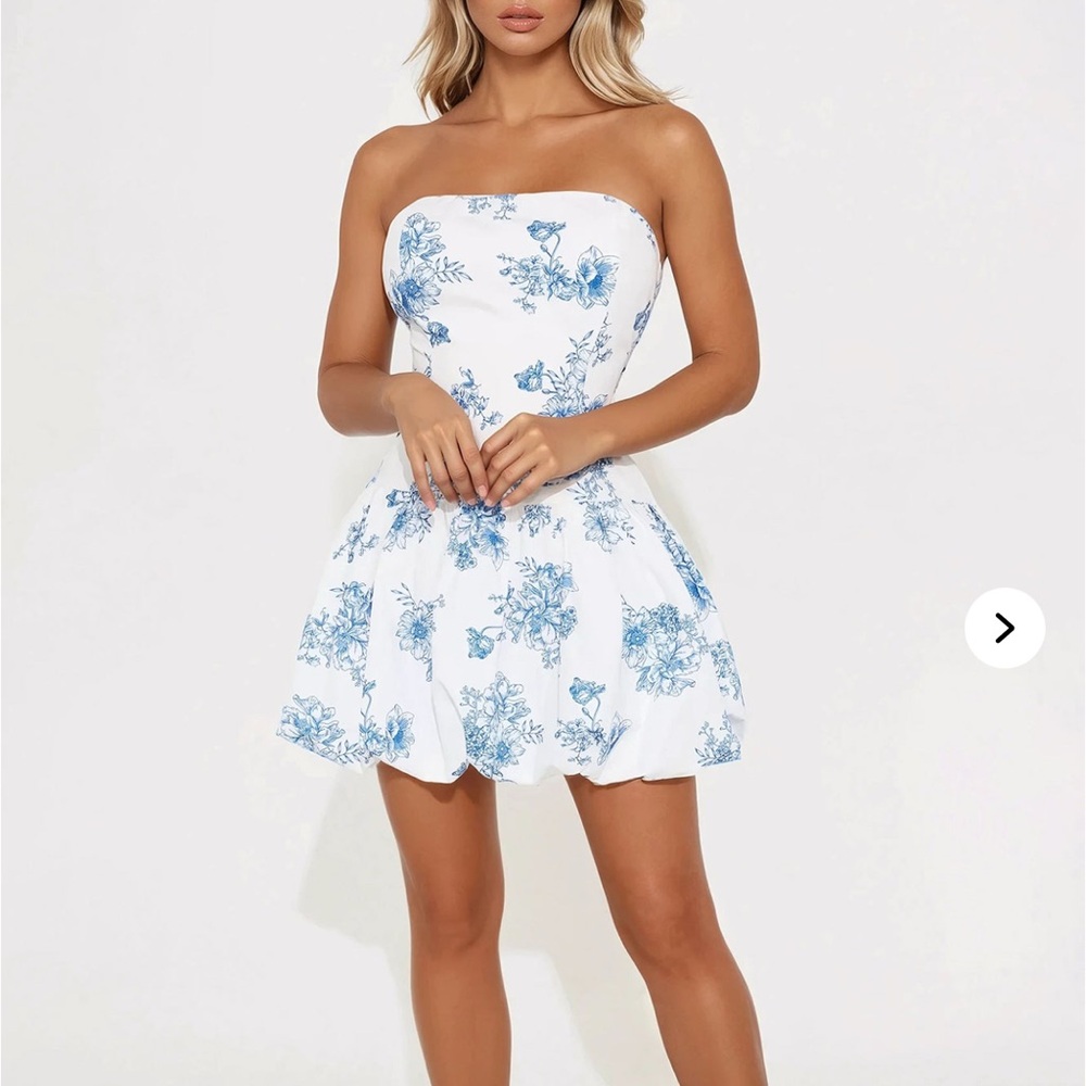 Fashion Nova Blue and White Floral Dress